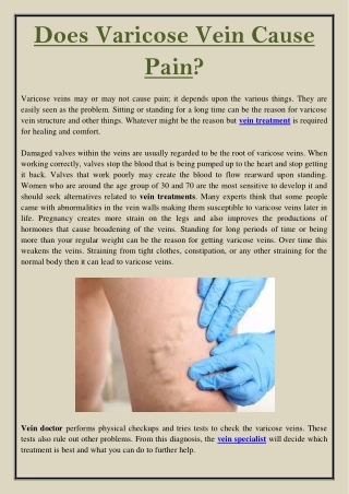 Does Varicose Vein Cause Pain?