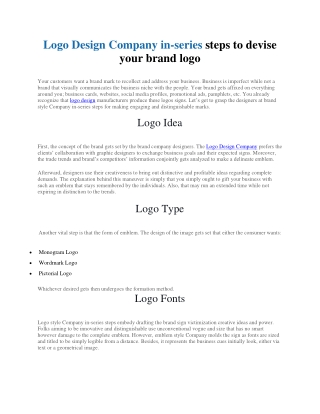 Logo Design Company in-series steps to devise your brand logo