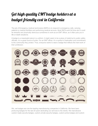 Get high quality EMT badge holders at a budget-friendly cost in California