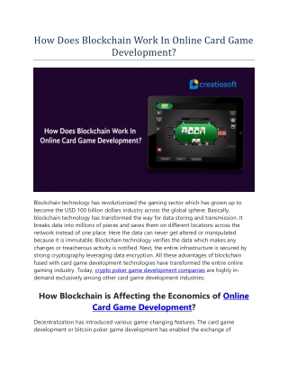 How Does Blockchain Work In Online Card Game Development?