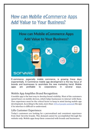 How can Mobile eCommerce Apps Add Value to Your Business?