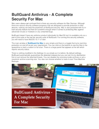 BullGuard Antivirus - A complete security for Mac