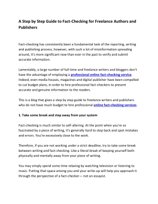 A Step by Step Guide to Fact-Checking for Freelance Authors and Publishers