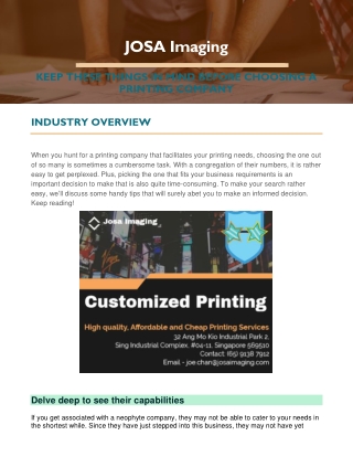 Keep these things in mind before choosing a printing company