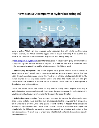 How is an SEO company in Hyderabad using AI?