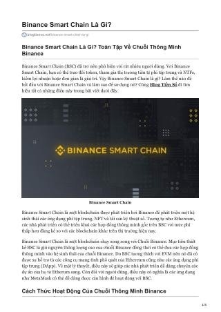 Binance Smart Chain Là Gì? Toàn Tập Về Chuỗi Thông Minh Binance