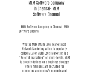 MLM Software Company in Chennai-  MLM Software Chennai