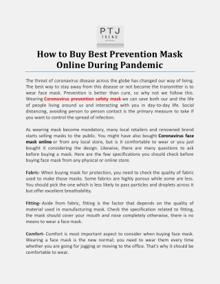 How to Buy Best Prevention Mask Online During Pandemic