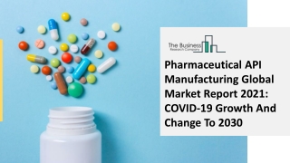 2021 Pharmaceutical API Manufacturing Market Size, Growth, Drivers, Trends And Forecast