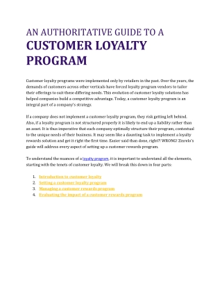 An authoritative guide to a Customer Loyalty Program