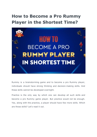 Ways to Become a Pro Rummy Player Fast