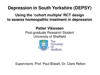 Depression in South Yorkshire (DEPSY) Using the ‘cohort multiple’ RCT design to assess homeopathic treatment in depres