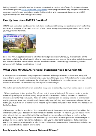 How To Compose A Personal Statement For Medical School