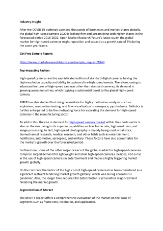 High-Speed Camera Market Trends, Strategy and Forecast to 2027