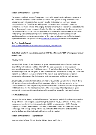 System-On-Chip Market by Manufacturers, Countries, Type and Application, Forecast to 2027