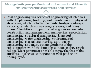Manage both your professional and educational life with civil engineering assignment help services