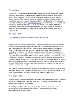 Sensor Fusion Market Trends, Strategy and Forecast to 2027