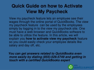 Quick quide on how to Activate View My Paycheck