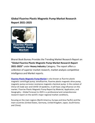 Global Fluorine Plastic Magnetic Pump Market Forecast 2021-2025