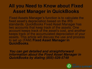 how to use Quickbooks fixed asset manager | Full details