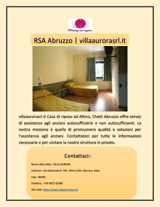 villaaurorasrl.it Casa di riposo ad Altino, Chieti Abruzzo offre servizi di assistenza agli anziani autosufficienti e no