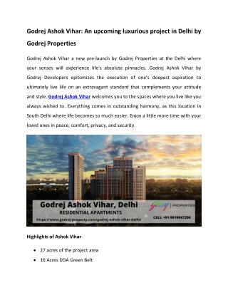 Godrej Ashok Vihar - Most Privilege Residential Apartments Delhi NCR