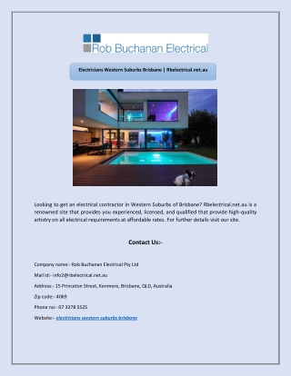 Electricians Western Suburbs Brisbane | Rbelectrical.net.au