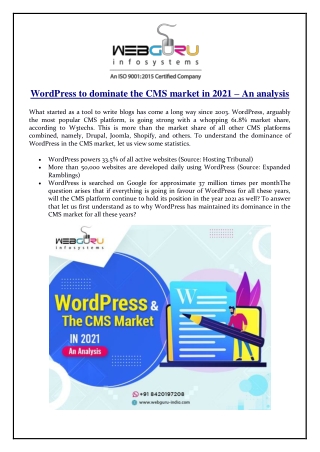 WordPress to dominate the CMS market in 2021 – An analysis