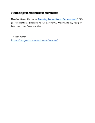 Financing for Mattress for Merchants