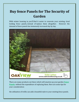 Buy fence Panels for The Security of Garden