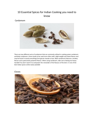 10 Essential Spices for Indian Cooking you need to