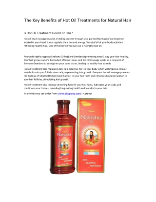 The Key Benefits of Hot Oil Treatments for Natural Hair