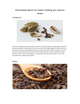10 Essential Spices for Indian Cooking you need to know