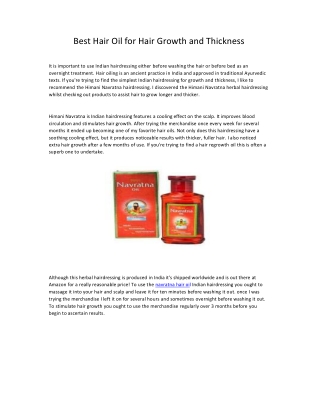 Best Hair Oil for Hair Growth and Thickness
