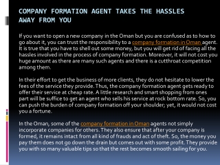 Company Formation Agent Takes The Hassles Away From You
