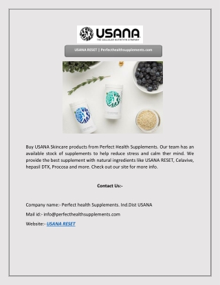 USANA RESET | Perfecthealthsupplements.com