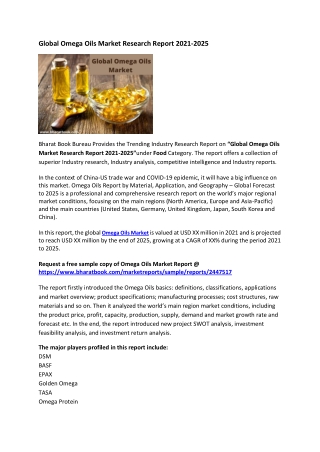 Global Omega Oils Market Research Report 2021-2025