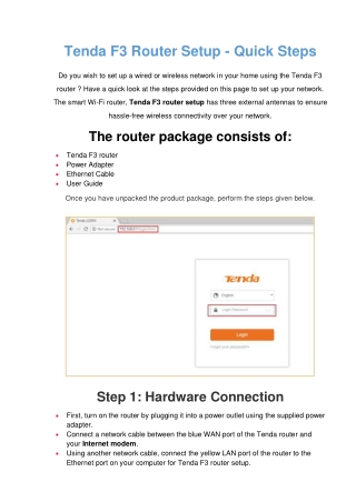 Tenda F3 Router Setup | Configure & Connect To Computer