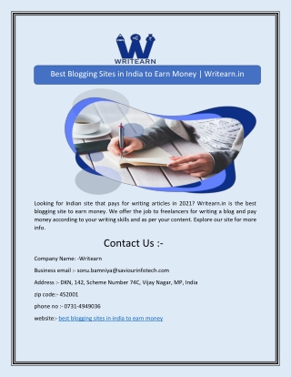 Best Blogging Sites in India to Earn Money | Writearn.in