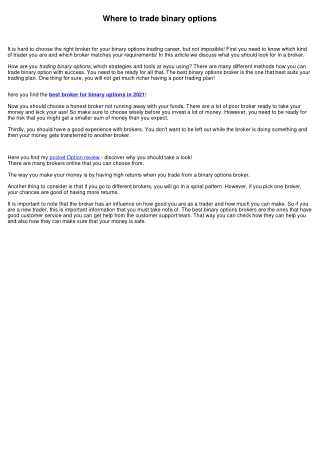 Best Broker for binary options