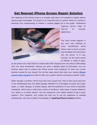 Get Nearest iPhone Screen Repair Solution