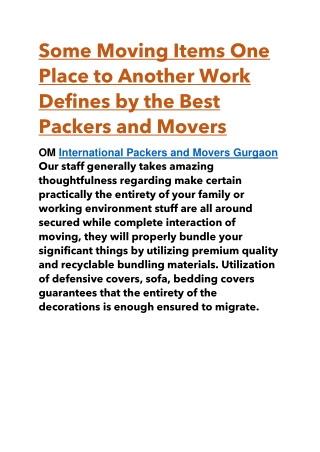 Why Is Everyone Talking About Om International Packers And Movers Gurgaon?