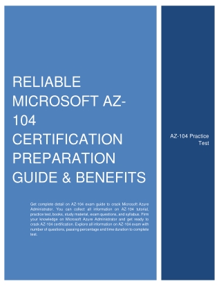 Reliable Microsoft AZ-104 Certification Preparation Guide & Benefits