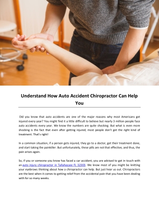 Understand How Auto Accident Chiropractor Can Help You