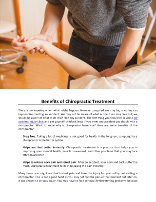 Benefits of Chiropractic Treatment