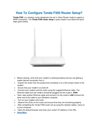 How To Configure Tenda F300 Router Setup? - Connect Ethernet