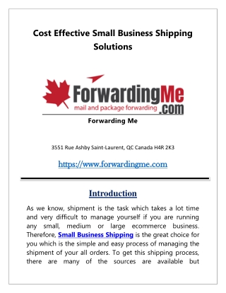 Cost Effective Small Business Shipping Solutions | Forwarding Me
