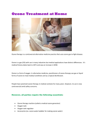 Ozone Treatment at Home
