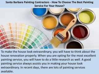 Santa Barbara Painting Contractors - How To Choose The Best Painting Service For Your House?