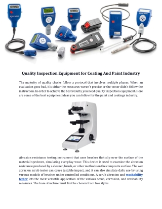 Quality Inspection Equipment for Coating And Paint Industry